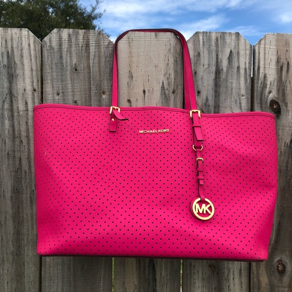hot pink michael kors tote bag